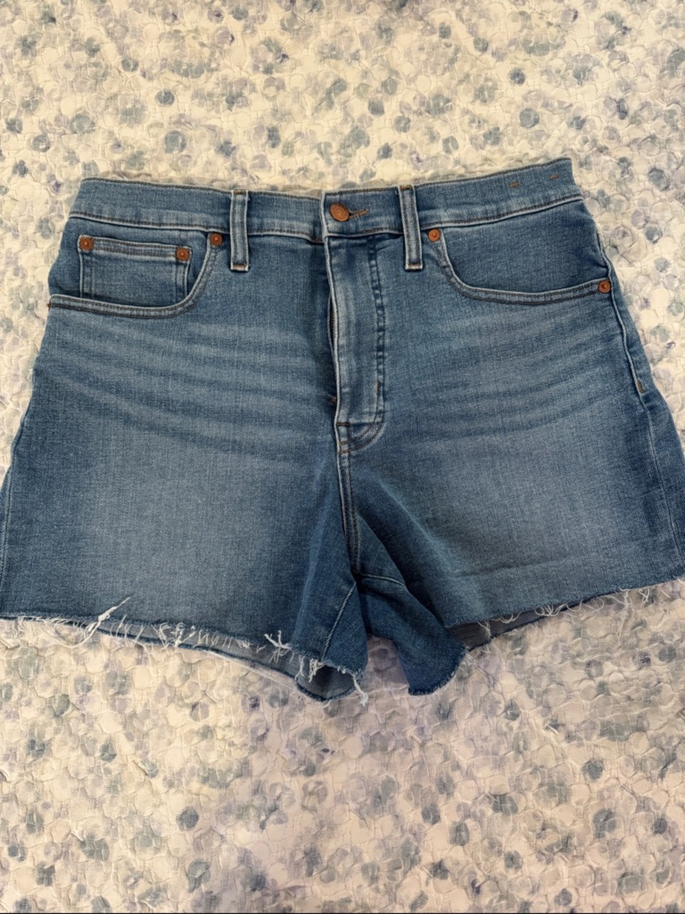 Madewell Medium Blue High-Rise Denim Cutoff Shorts